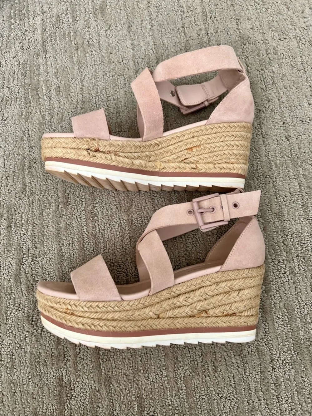 Marc Fisher Pink Suede Espadrille Platform Sandals